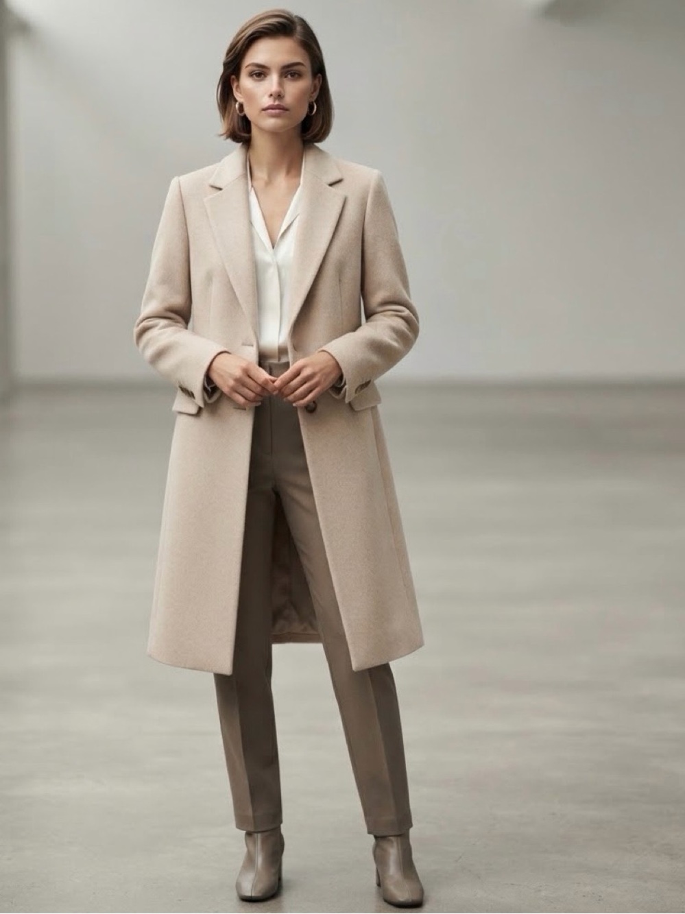 NWOT Ann Taylor Cream / Oatmeal Wool Blend Coat Size M Single Button Warm